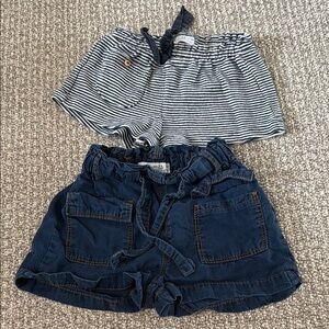 Zara Kids Girls Shorts Blue White stripes 3 4 bottoms